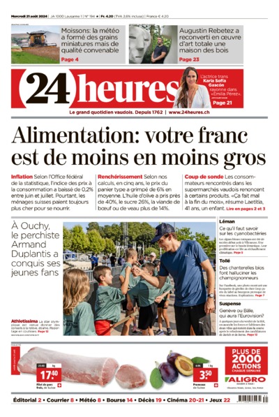 Dernière édition du journal 24 heures