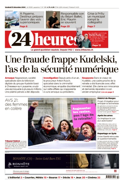 Dernière édition du journal 24 heures
