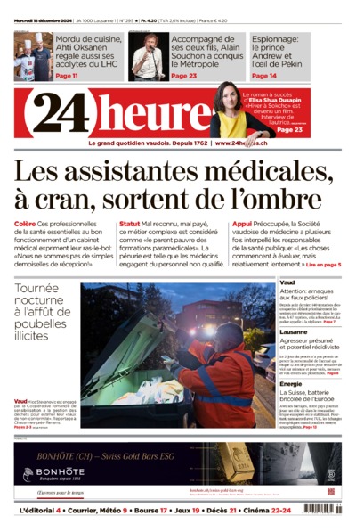 Dernière édition du journal 24 heures
