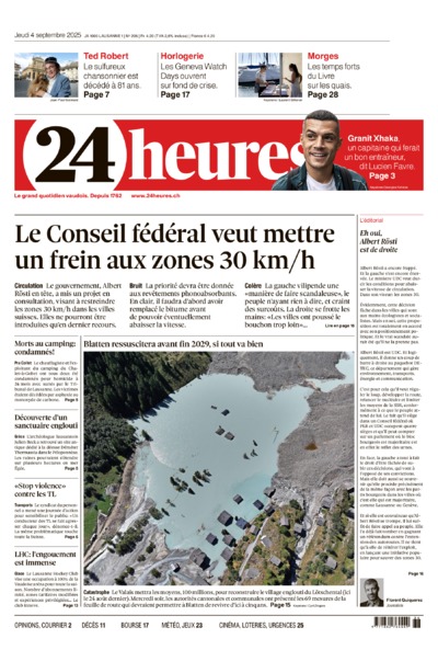 Dernière édition du journal 24 heures