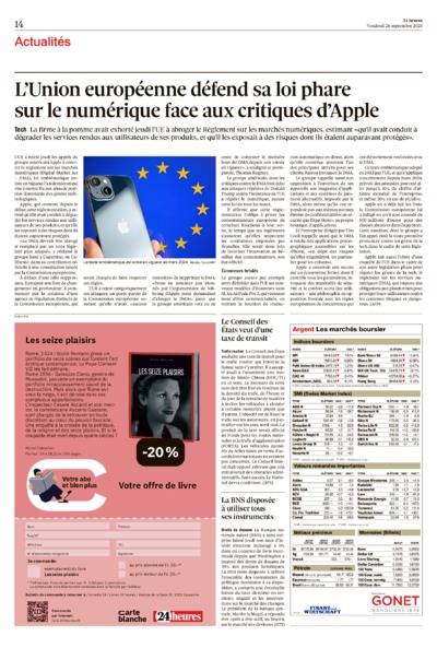 Dernière édition du journal 24 heures
