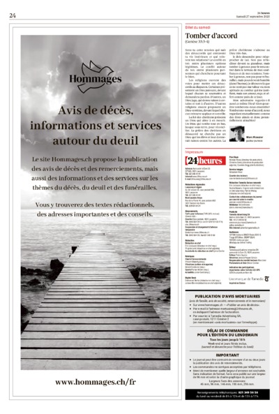 Dernière édition du journal 24 heures