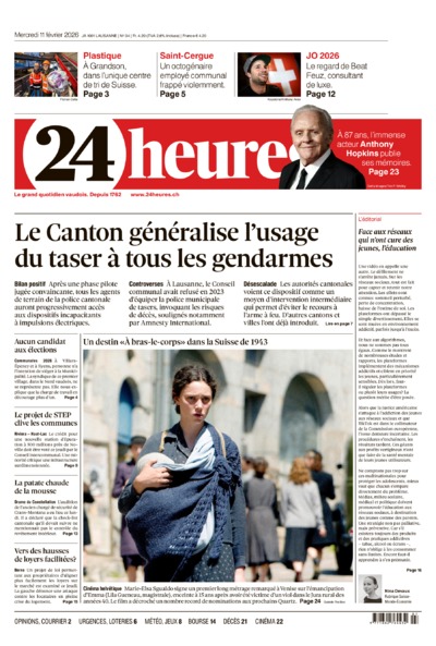 Dernière édition du journal 24 heures