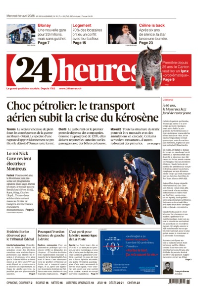 Dernière édition du journal 24 heures