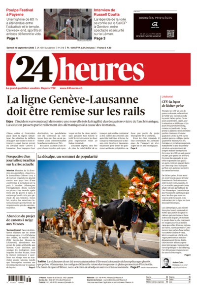 Dernière édition du journal 24 heures