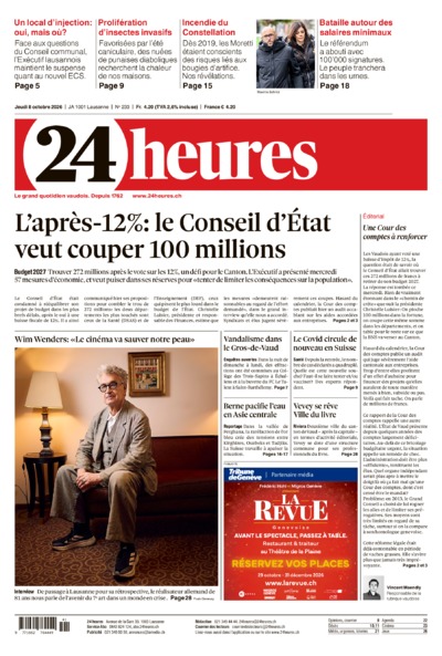 Dernière édition du journal 24 heures