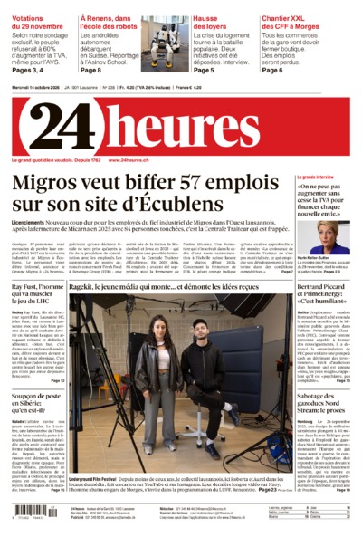 Dernière édition du journal 24 heures