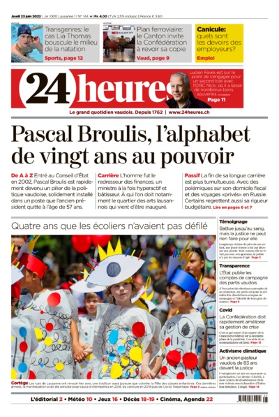 Dernière édition du journal 24 heures