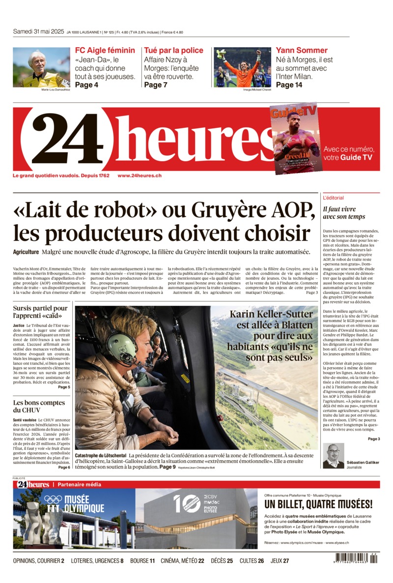 Dernière édition du journal 24 heures