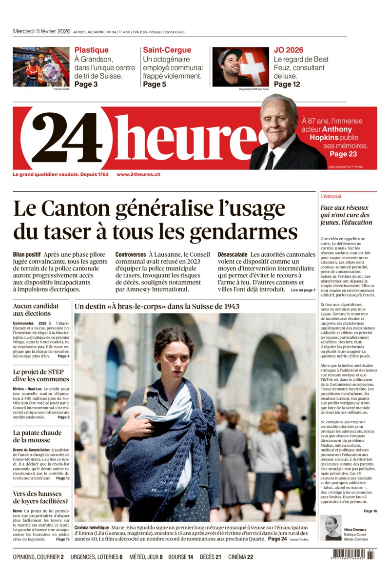 Dernière édition du journal 24 heures