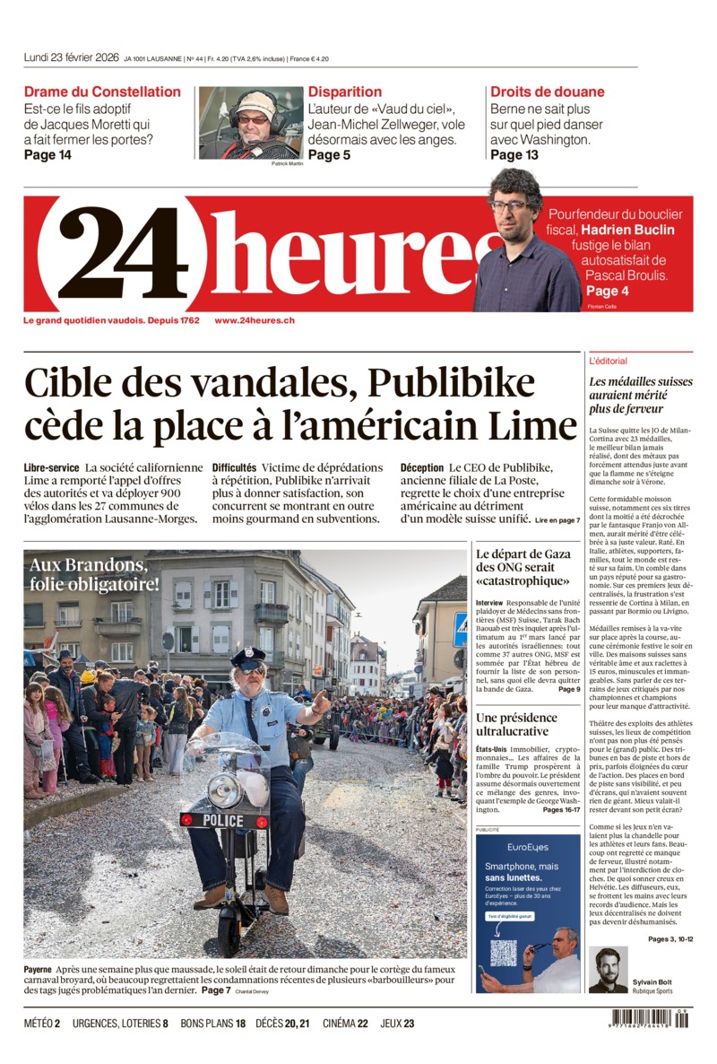 Dernière édition du journal 24 heures