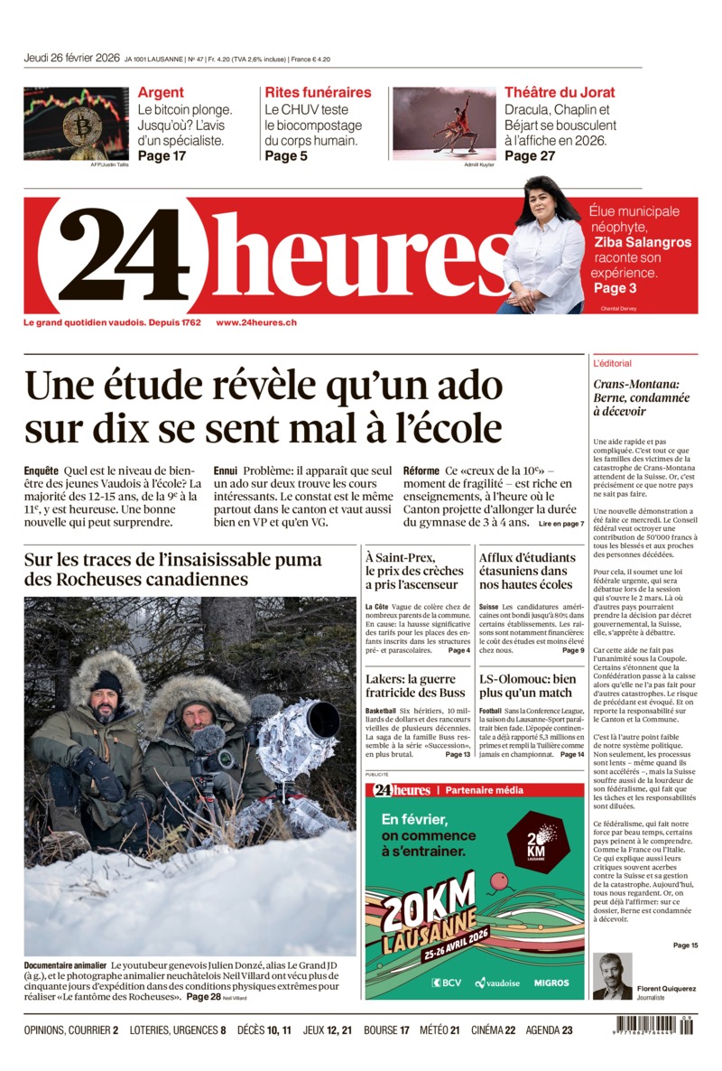 Dernière édition du journal 24 heures