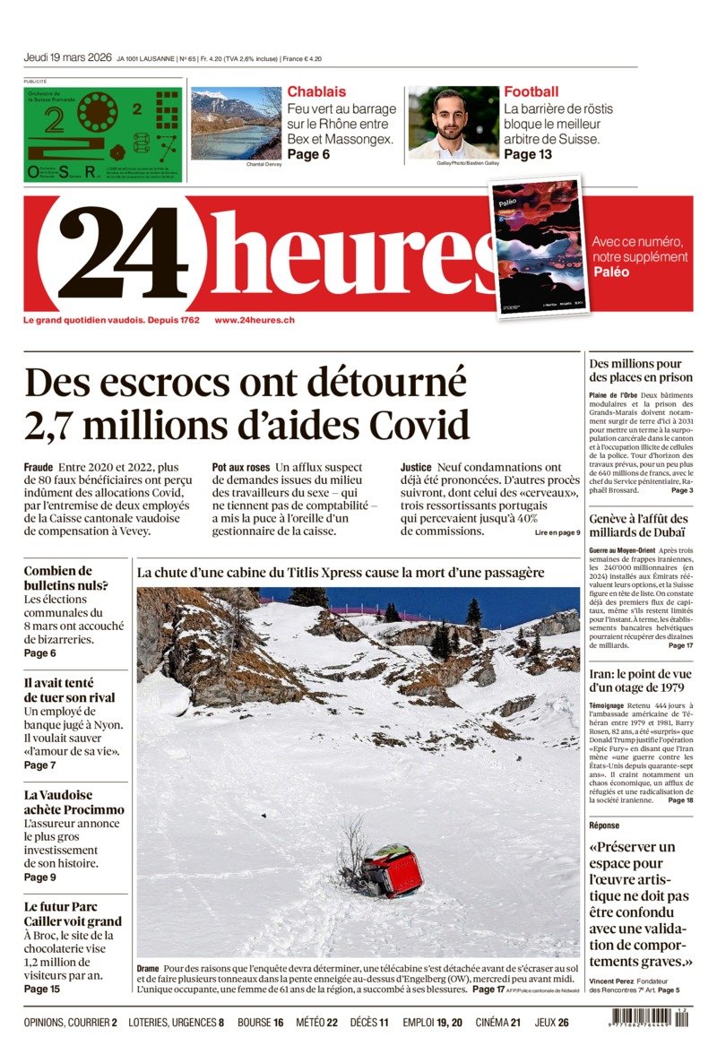 Dernière édition du journal 24 heures