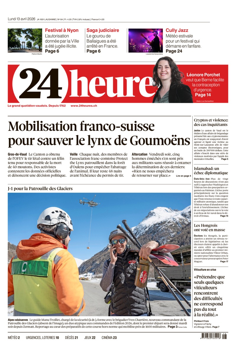 Dernière édition du journal 24 heures