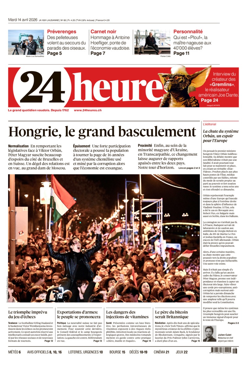 Dernière édition du journal 24 heures