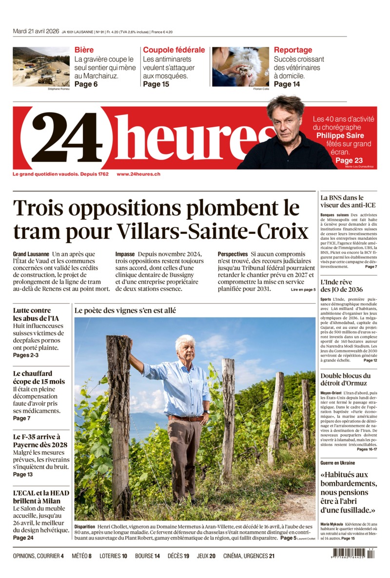 Dernière édition du journal 24 heures