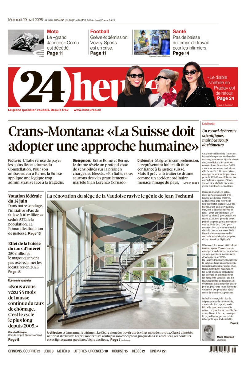 Dernière édition du journal 24 heures