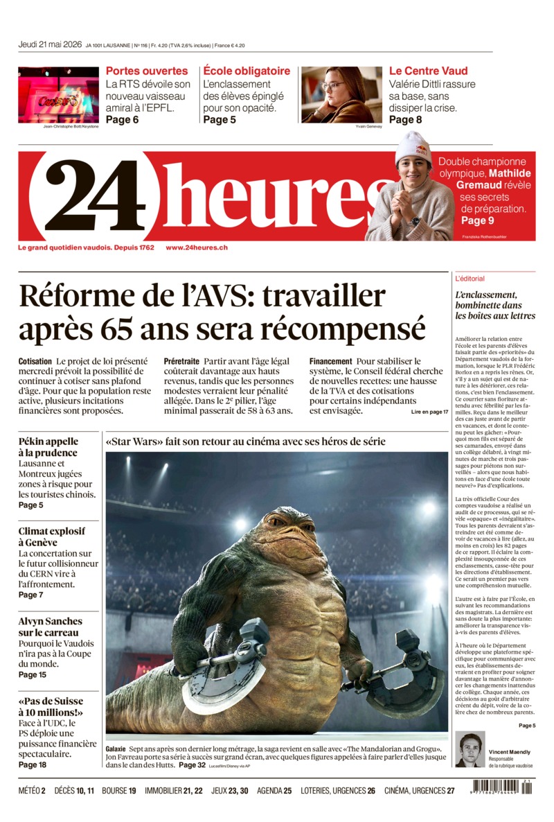 Dernière édition du journal 24 heures