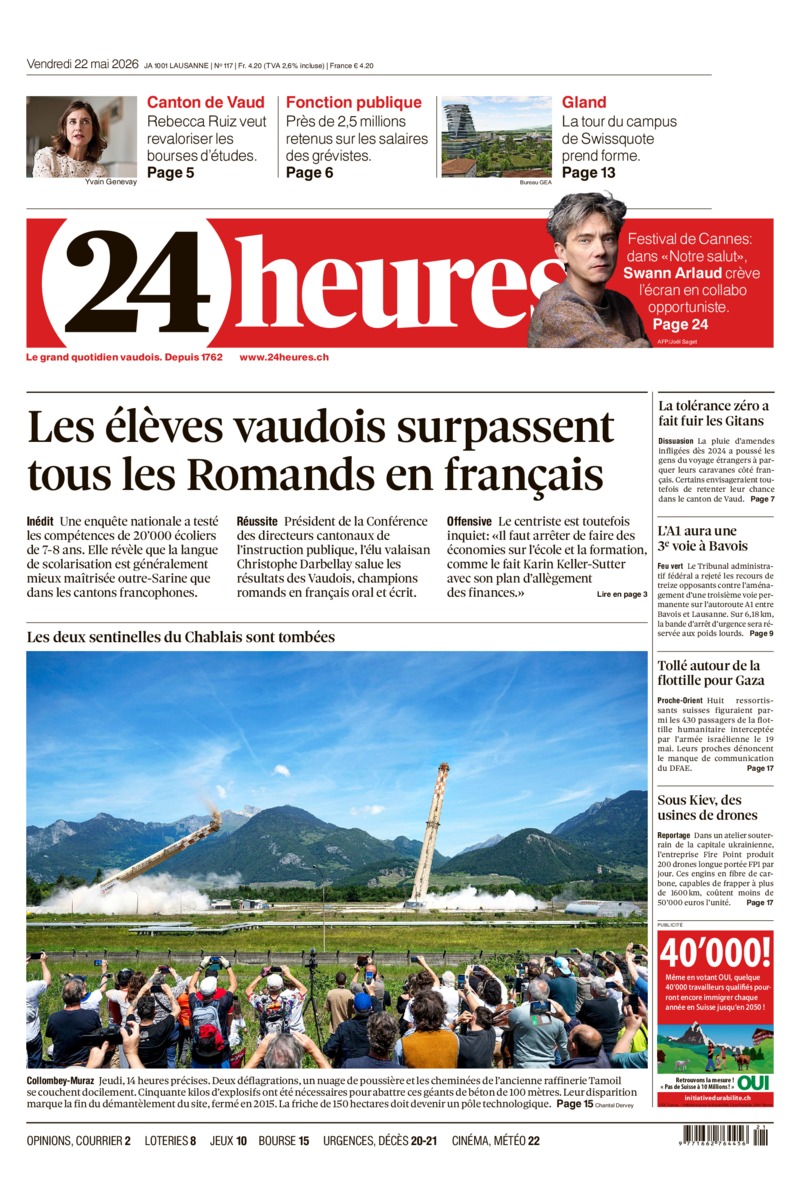 Dernière édition du journal 24 heures