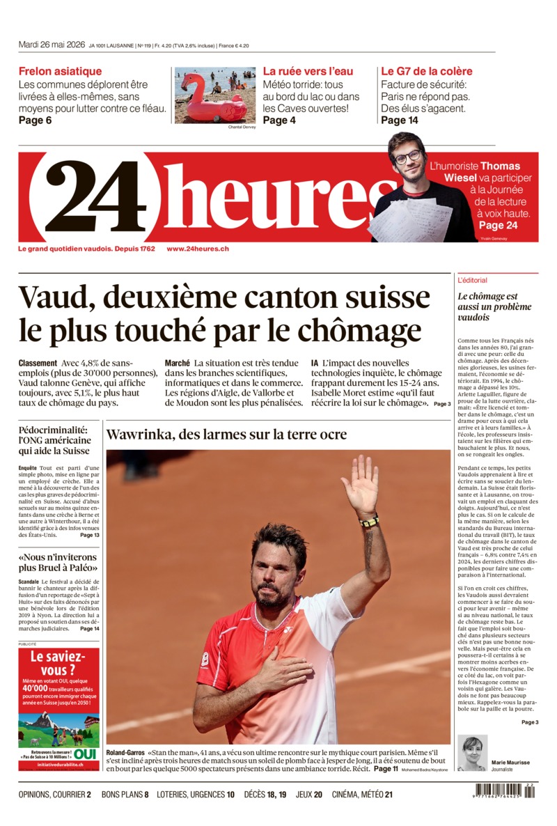 Dernière édition du journal 24 heures