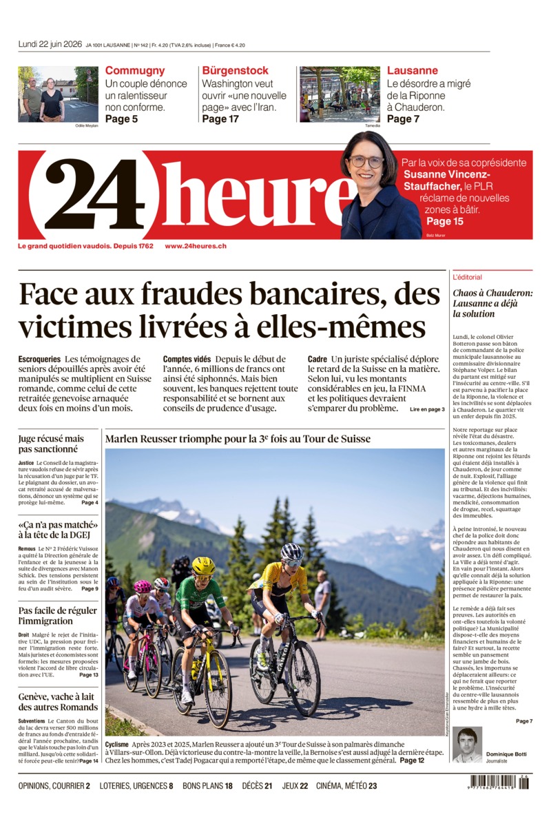Dernière édition du journal 24 heures