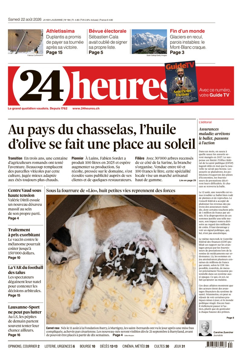 Dernière édition du journal 24 heures
