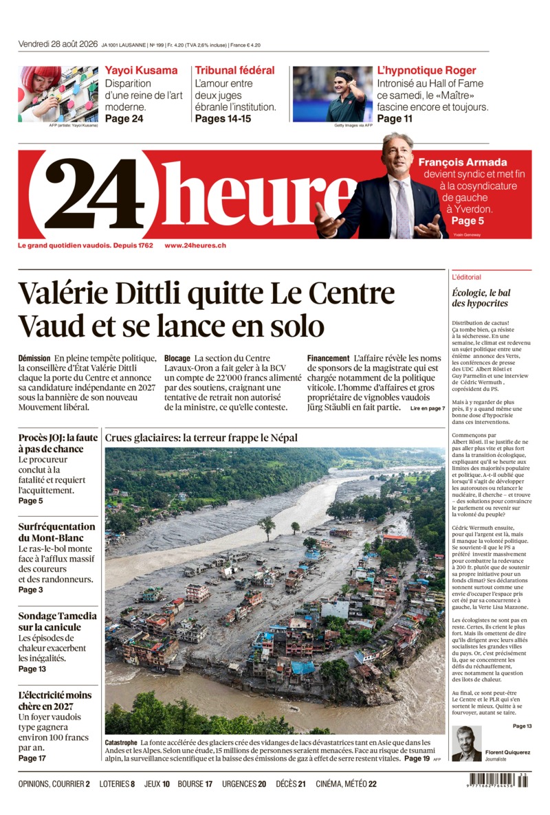 Dernière édition du journal 24 heures