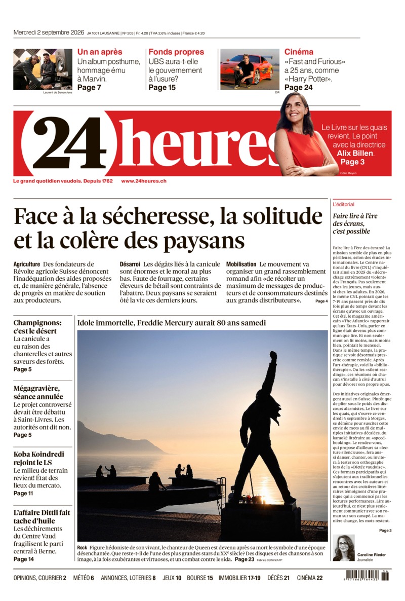 Dernière édition du journal 24 heures