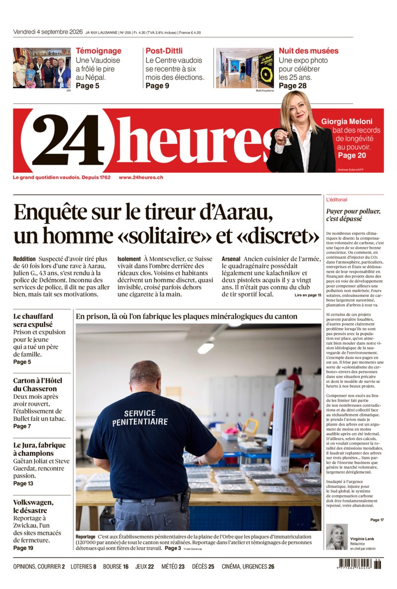 Dernière édition du journal 24 heures