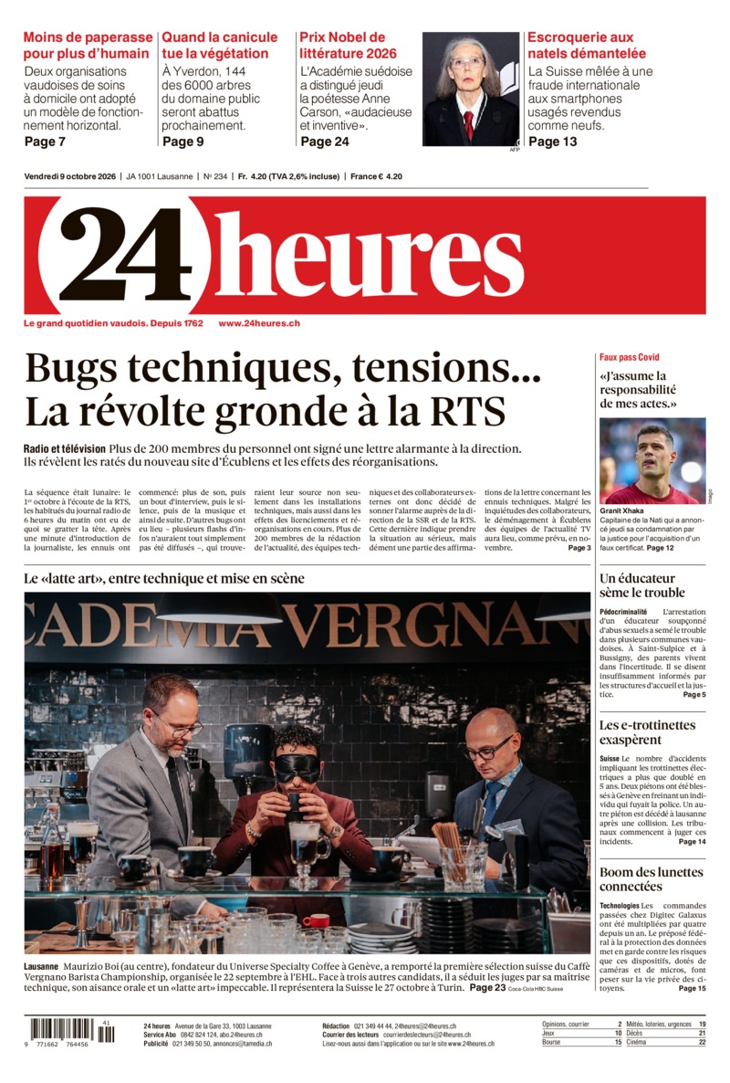 Dernière édition du journal 24 heures