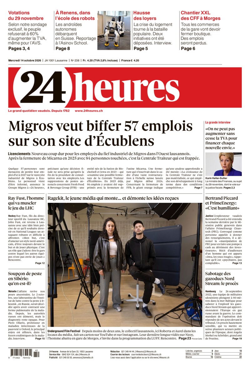 Dernière édition du journal 24 heures