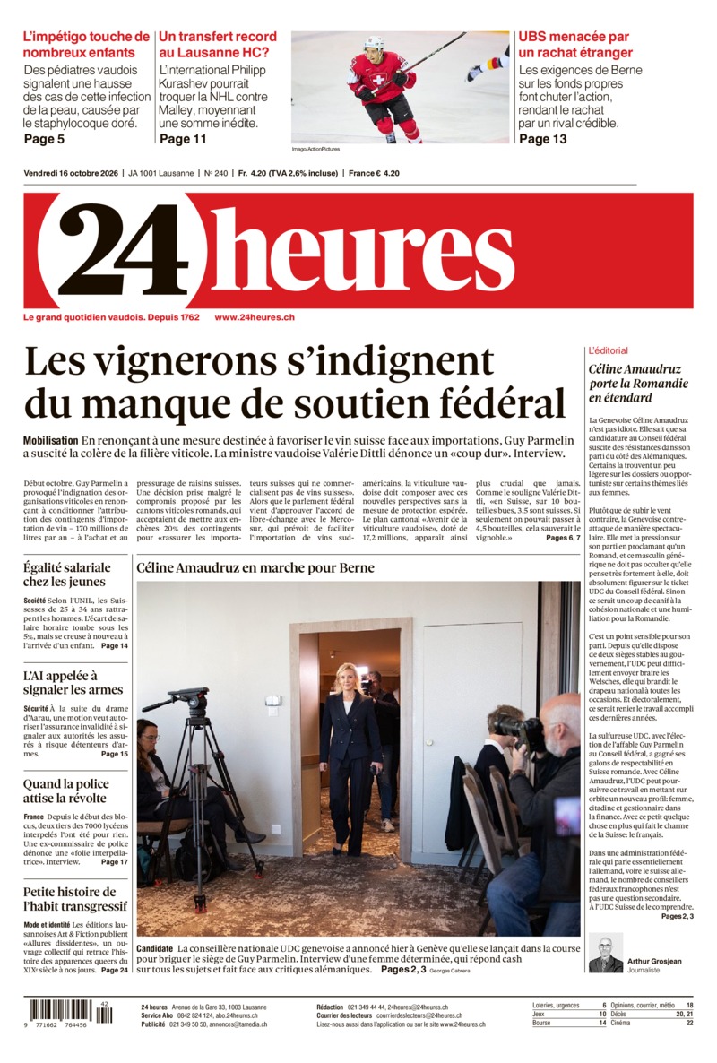 Dernière édition du journal 24 heures