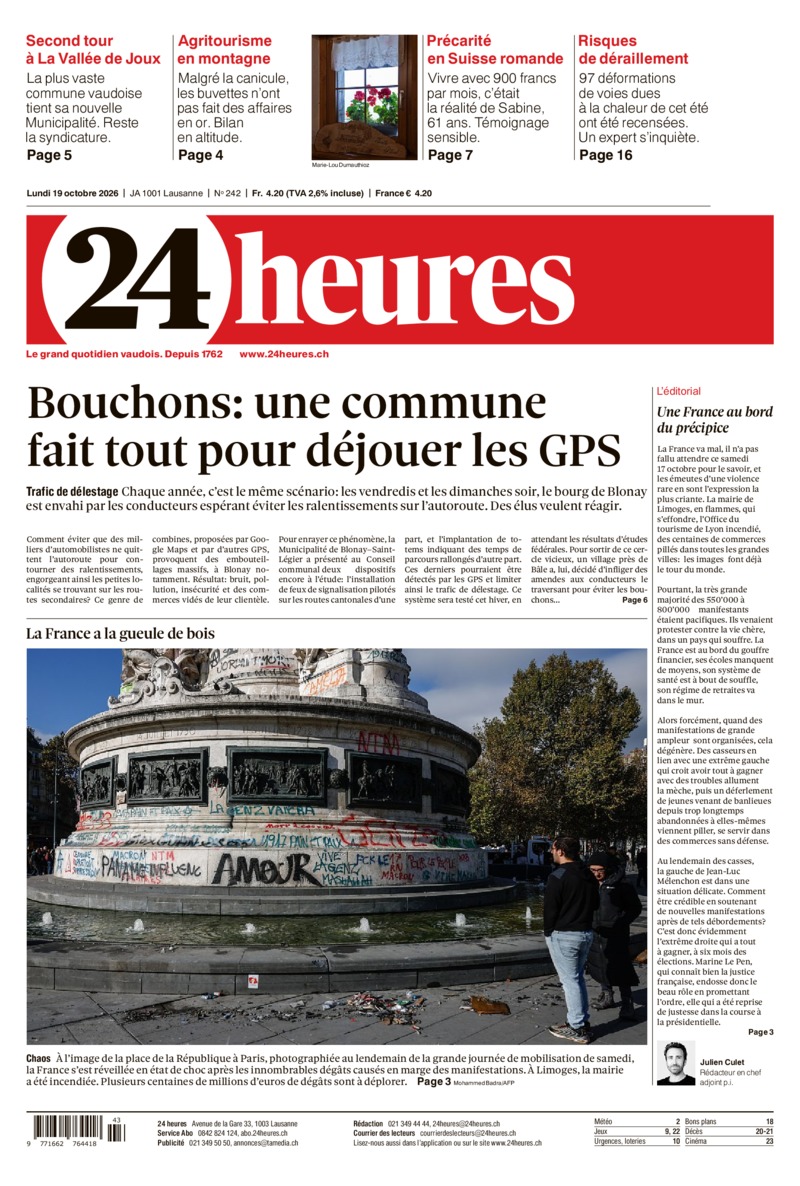Dernière édition du journal 24 heures