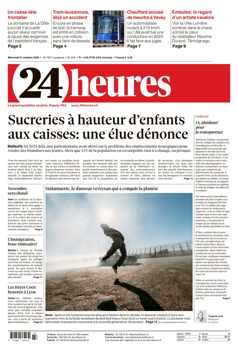 Dernière édition du journal 24 heures