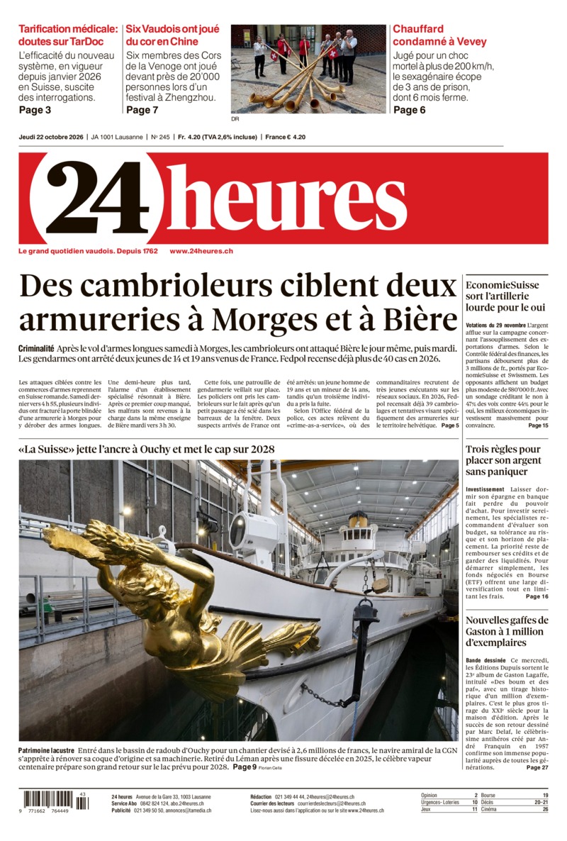 Dernière édition du journal 24 heures