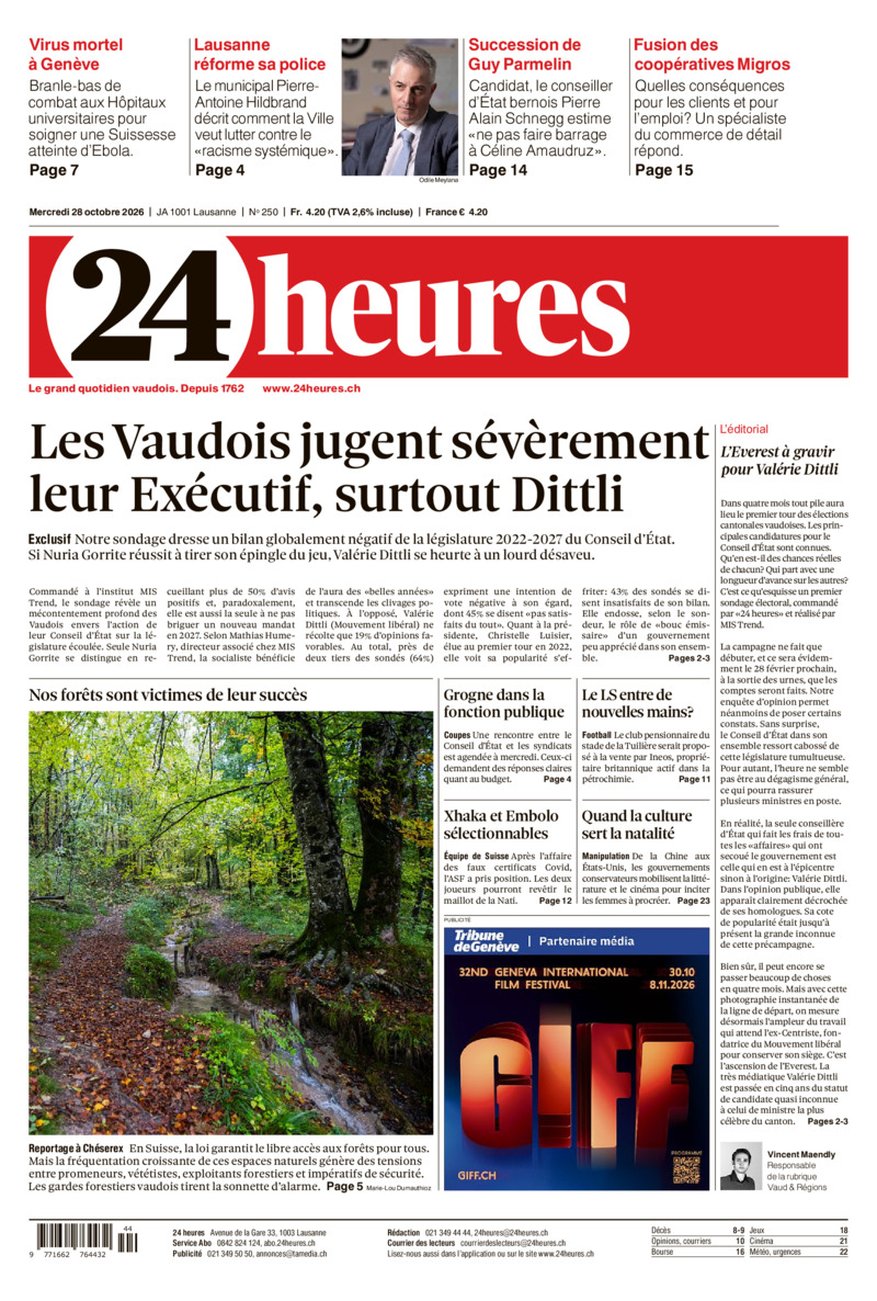 Dernière édition du journal 24 heures