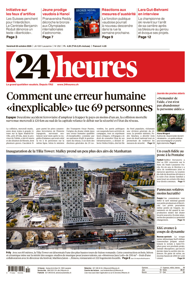 Dernière édition du journal 24 heures